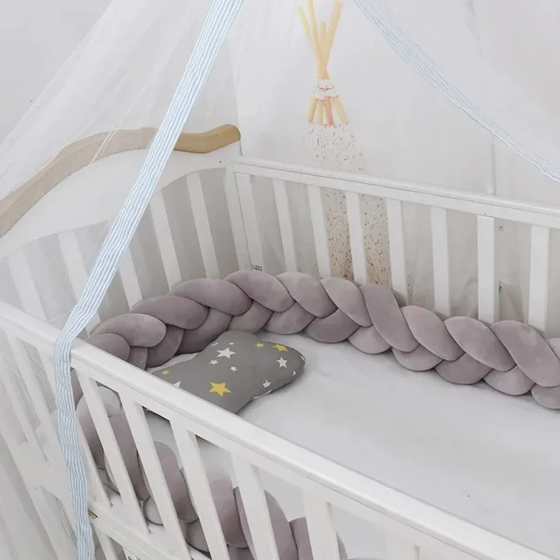Baby Crib Protector Bed Braid Knot Cushion for Infant Kids 3 Shares Toddler Baby Bed Bumpers In The Crib Newborn 1M/2M/3M/4M - 5