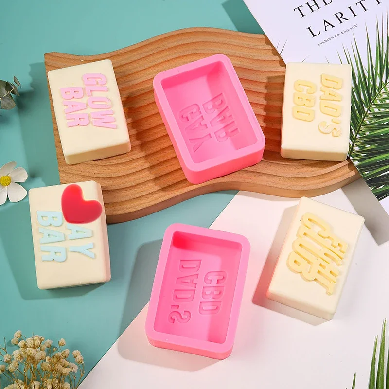 Silicone Soap Mold DIY Chocolate Ice Cake Baking Kit 3D Artifact Plaster Resin Candle Making Tool Square/Heart English Letters