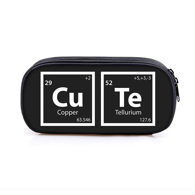 Periodic Table of Elements Print Cosmetic Case Pencil Bag Cute Genius Stationary Bag Teenager Pencil Box School Case Supplies