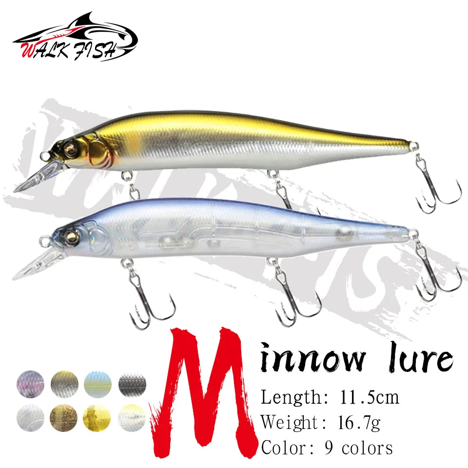 

WALK FISH 1PCS 115mm 16.7g Sinking Minnow Fishing Lures Plastic Artificial Hard Baits Wobblers Crankbaits For Bass Pesca Tackle