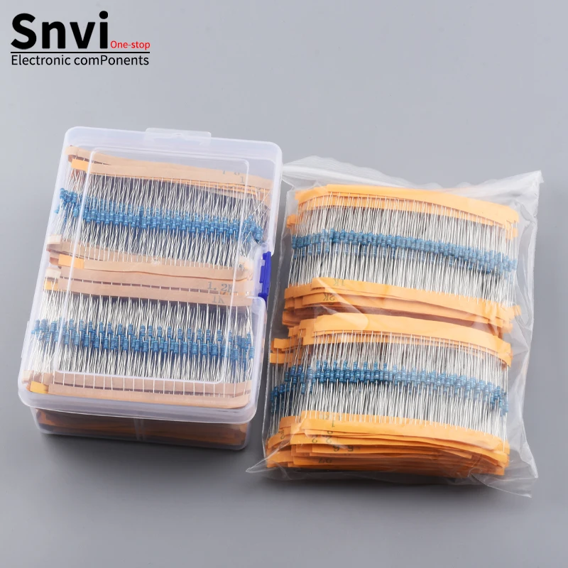 Snvi 2600pcs/set 130 Kinds 1/4W Resistance 1% Metal Film Resistor Pack Assorted Kit 1K 10K 100K 220ohm 1M Resistors 2600pcs/set