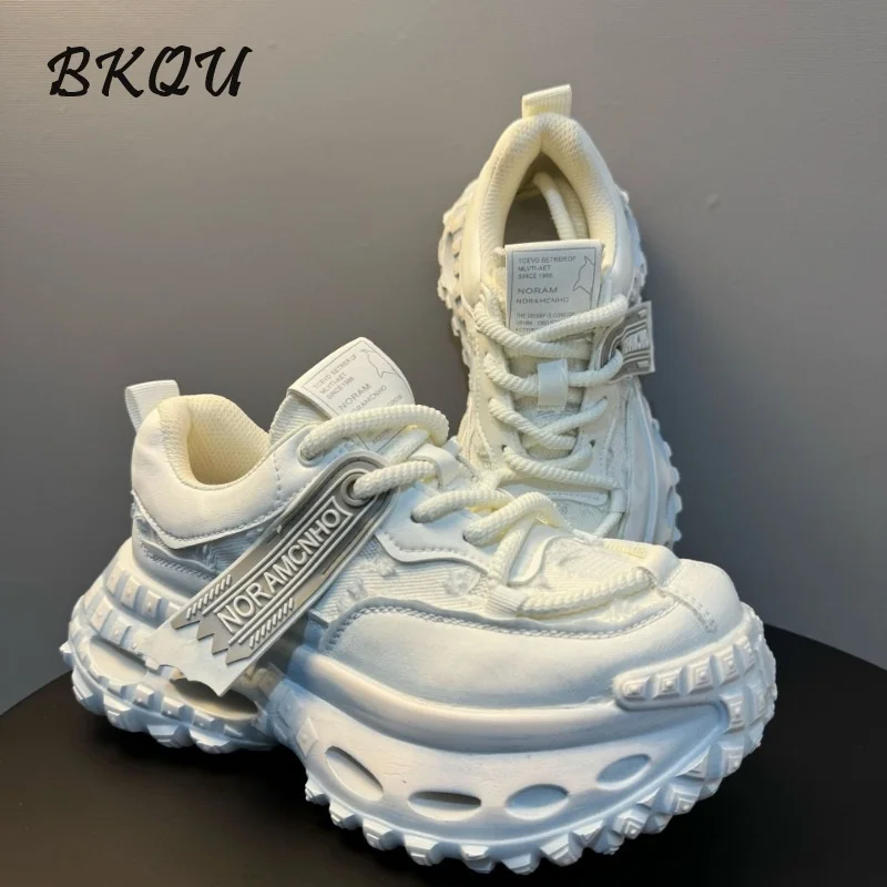BKQU Daddy shoes men's shoes 2025 spring new thick sole increase to make old lovers cool retro fashion breathable sports shoes 2