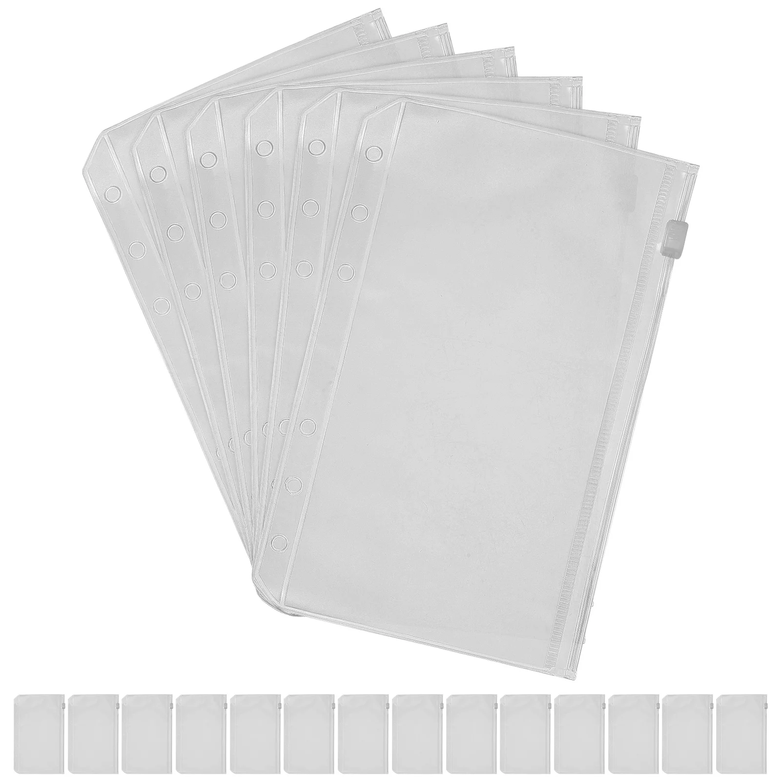 20 Pcs Loose Leaf Zipper Bag Pvc Zipper Pouch Binder Clips Reusable Pouches Bill