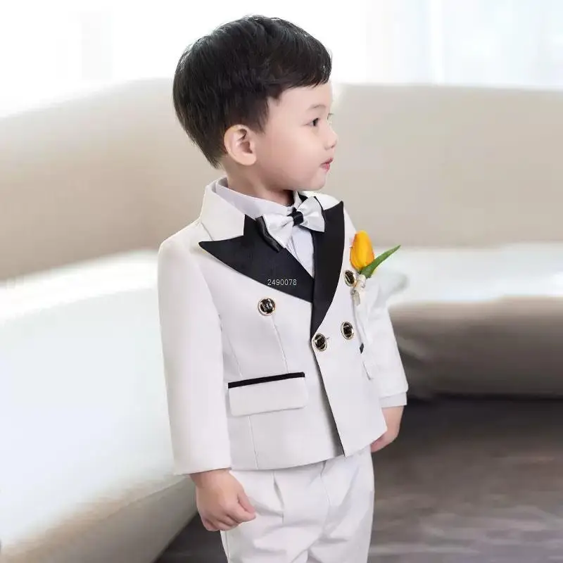 Tanie Children White Wedding Suit Prince Kids Jacket Pants sklep