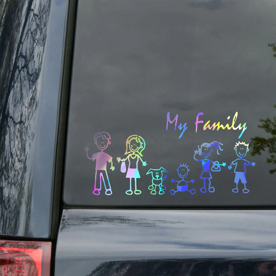 Adesivo Bianco Per Auto 'I Love My Family' Con Sagome Animali | Decalcomania In Vinile Per Vetri, Notebook E Pareti