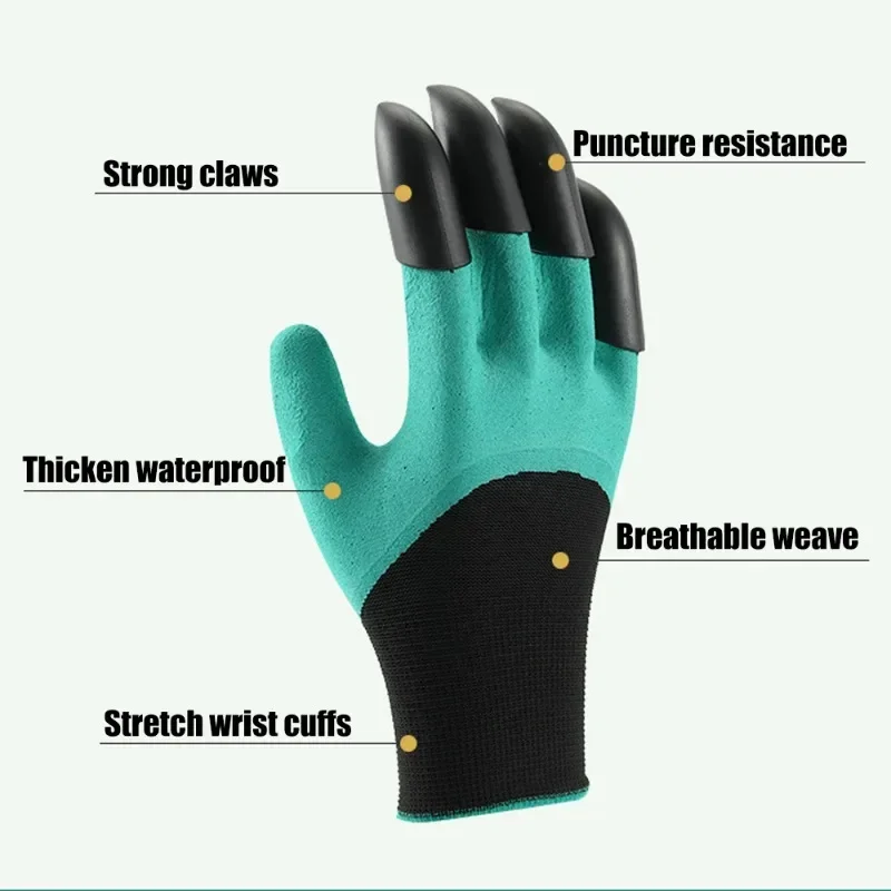 10/2PCS Gardening Gloves with Claws Non-slip Digging Gloves Latex Wear-resistant Work Gloves for Home Vegetable Flower Planting 6
