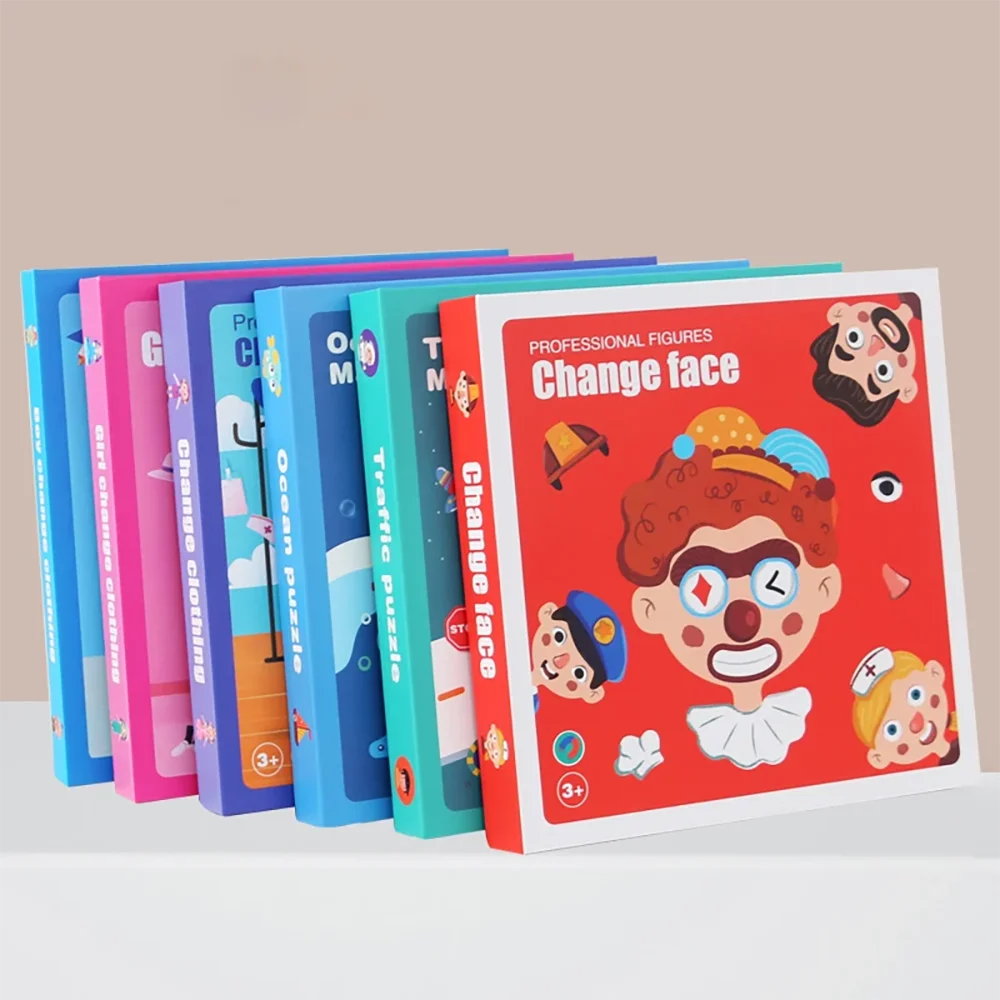 Magnetic Puzzle Boy Face Dress Up Game Book Shaped S.T.E.M. Montessori Toys Learning Educational Gift for Ages 3+