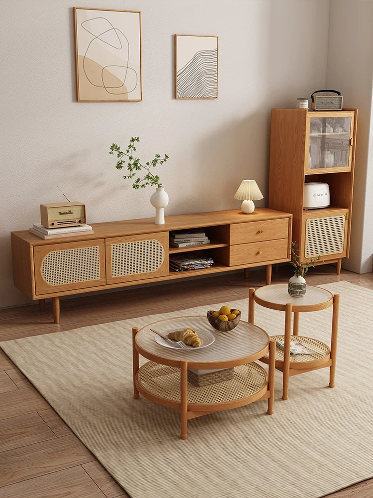 

Тумба для телевизора из массива дерева, круглый журнальный столик, тумба с напольным покрытием из необработанной древесины, шкафчик для кромки, полностью из массива дерева