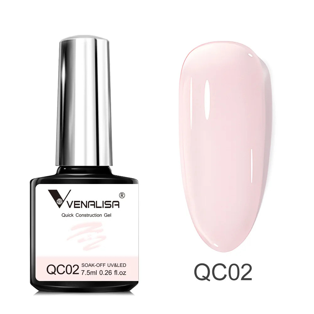 VENALISA-Gel semitransparente para uñas, Gel de construcción rápida de 7,5 ml, Color gelatina, para fortalecer las uñas, UV, LED, Color rosa Nude