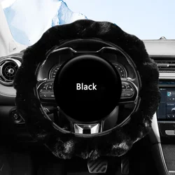 Cozy Plush Steering Wheel Cover - Warm, Soft, Non - Slip Grip for Enhanced Comfort (Black)