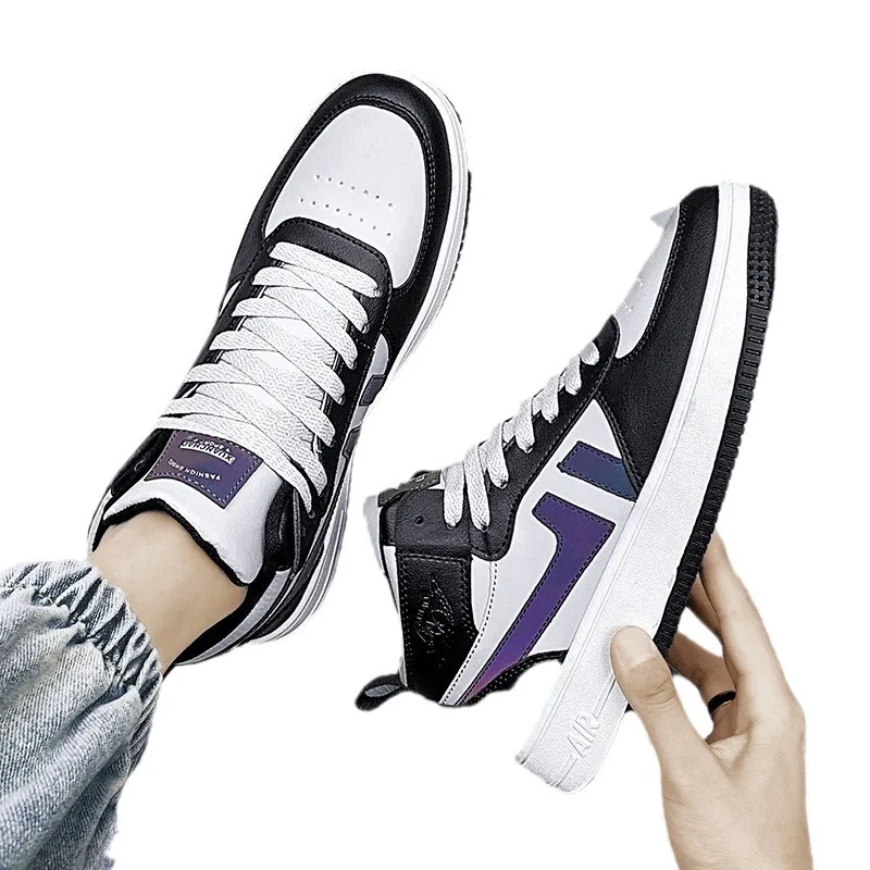 

Новинка осени 2023, маленькие белые туфли, 46 больших размеров, мужская обувь, дышащие высокие туфли для скейтборда, Студенческая спортивная повседневная обувь