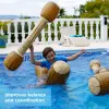 Simulated Wooden Floating Drainage Entertainment Toy Double Hitting Stick Swimming Ring Inflatable Canoe Mount Thickened PVC 3