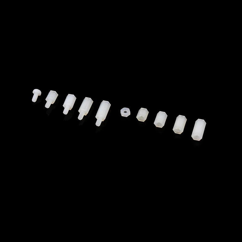 180 Teile/los M3 Weiblich Männlich Weiß & Schwarz Hex Nylon Standoff Spacer Spalte Für PCB Motherboard Festen Kunststoff Abstand Schrauben set