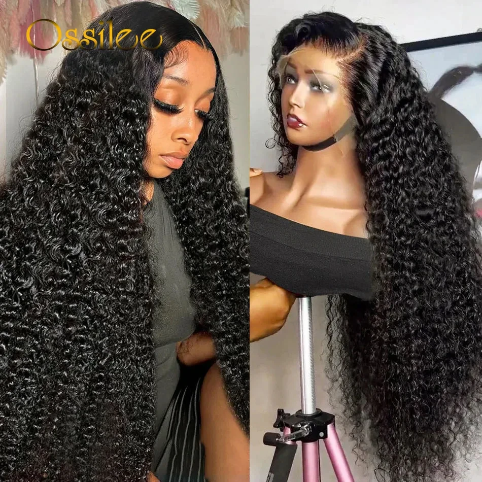 Ossilee 36inch Deep Wave 13x4 Full HD Lace Frontal Wig Human Hair 300% Density Brazilian Lace Frontal Wigs Pre Plucked