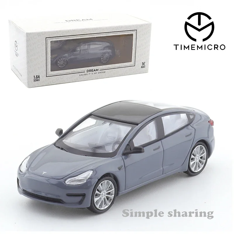 

Литье под давлением времени MICRO 1:64, модель автомобиля Tesla Model 3 цементный пепепельный литый автомобиль, коллекционная игрушка, подарок для мальчика