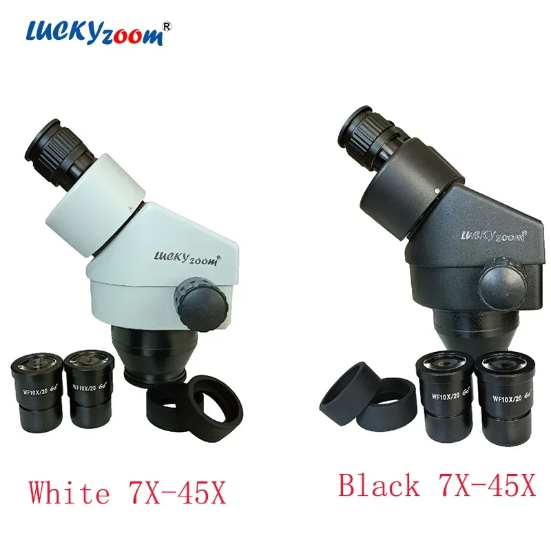 

Metal 7X-45X Binocular Microscope Head 10X Eyepiece Continuous Zoom Stereo Microscopio for Soldering Optional Objective Lens