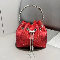 Handle Rhinestones Evening clutch Bag Purses and handbag luxury Designer shoulder bag Shiny Crystal Clutch purse bucket bag - Image 3