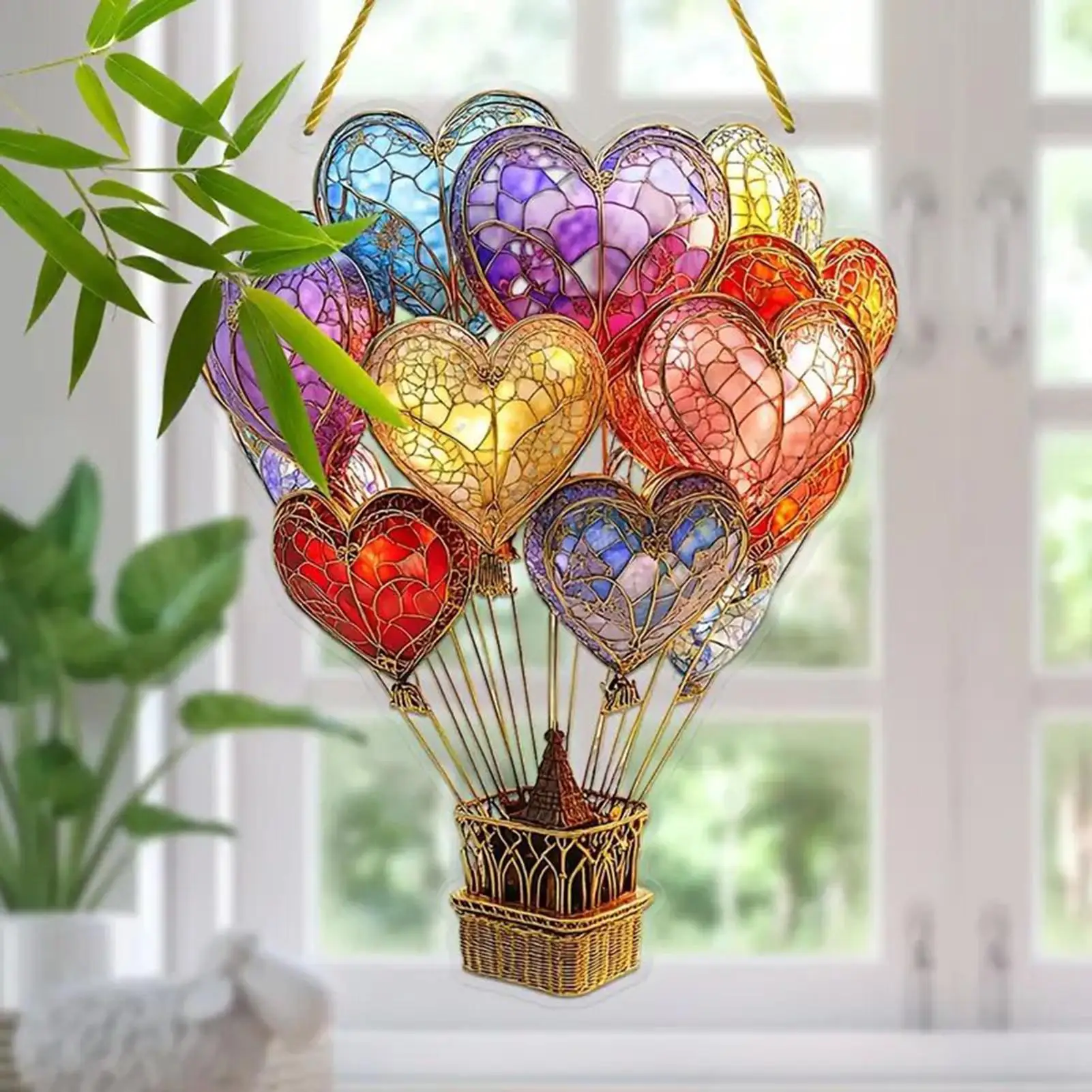 1pcs Hot Air Balloon Sun Catcher Acrylic Wall Hangable Colored Decor Indoor Window Decor Hangable Art For Indoor Outdoor