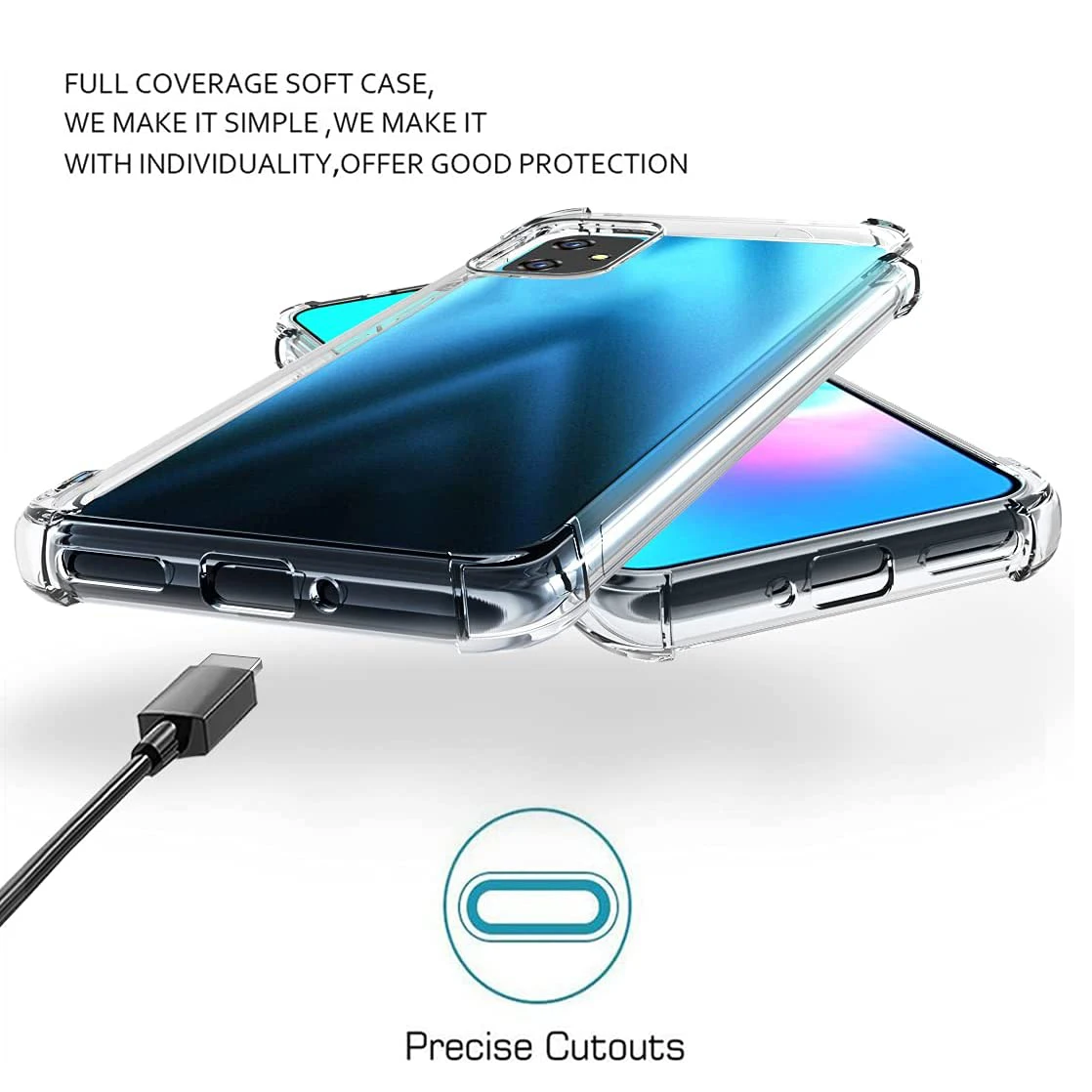 Clear Transparent Shock-Absorption Phone Case with Reinforced Corners