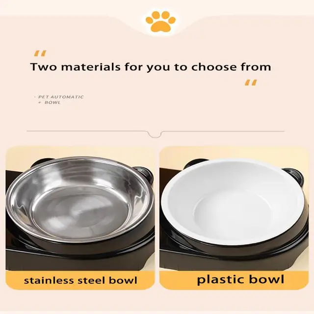 Cat Bowl Slanted Mouth Dog Bowl Cat Rice Bowl Double Bowl Stainless Steel Automatic Refilling Pet Bowl Three In One Drinking Fee 6