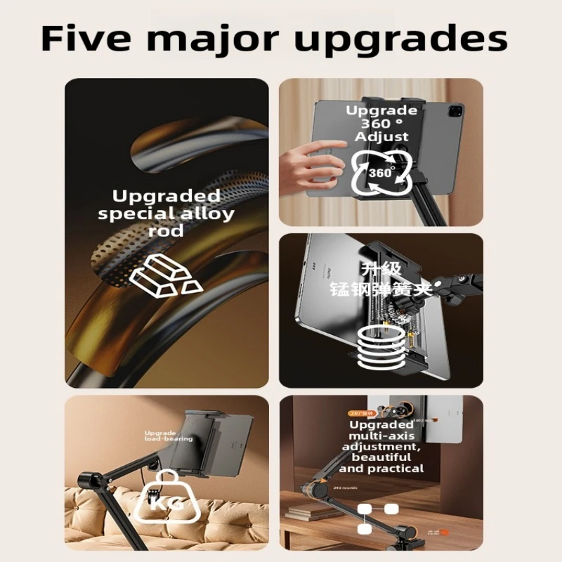 Adjustable Height Tablet Stand Screen Portable Monitor Desk Mount Aluminum Long Rotating Arm for iPad