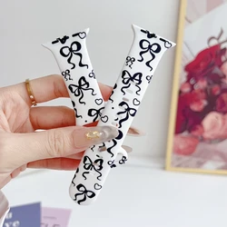 Elegant Silicone Bow Loop Watch Band for Women - Multiple Sizes Available (Black)