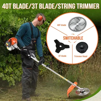Gas Powered Hedge Trimmer 41.5cc 5 in 1 Multi Functional Garden Trimming Tools Gas Weed Eater Long Reach Pole Saw 3