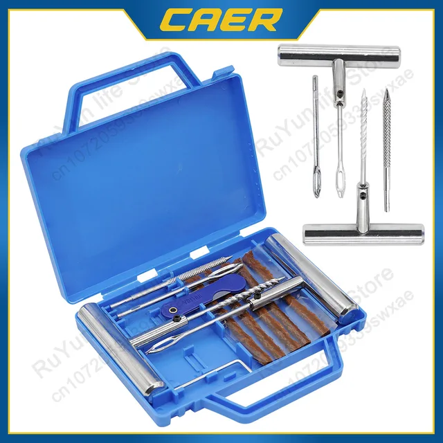 Auto Tire Repair Kit Heavy Duty Tubeless Tire Car Van Motorcycle Puncture Professional Repair Kit Plug Emergency Tyre Repair Set