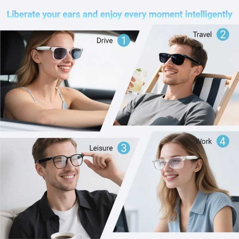 New Smart Glasses AI translation 100+ Languages Make Receive Calls Music Calling Noise Reduction Light BT TWS Glasses Men Women