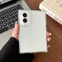 Luxury Transparent Acrylic Hinge Protection Case - Premium Hard Clear Shockproof Cover - Galaxy Z Fold4 (Clear)