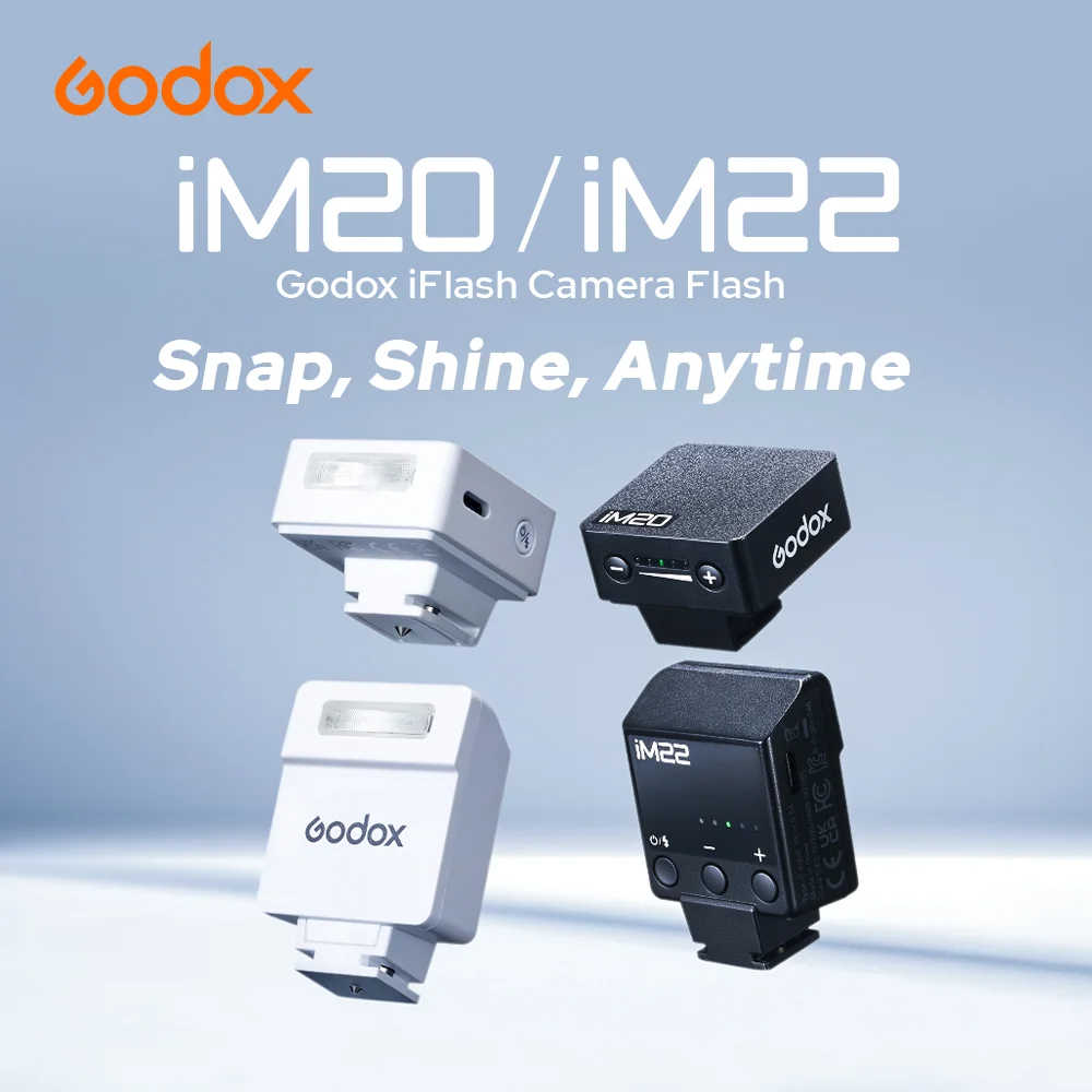 Godox IM20 IM22 다양한 카메라 모델용 미니 플래시 수동 플래시 5가지 출력 레벨의 파워 유니버설 핫슈 마운트