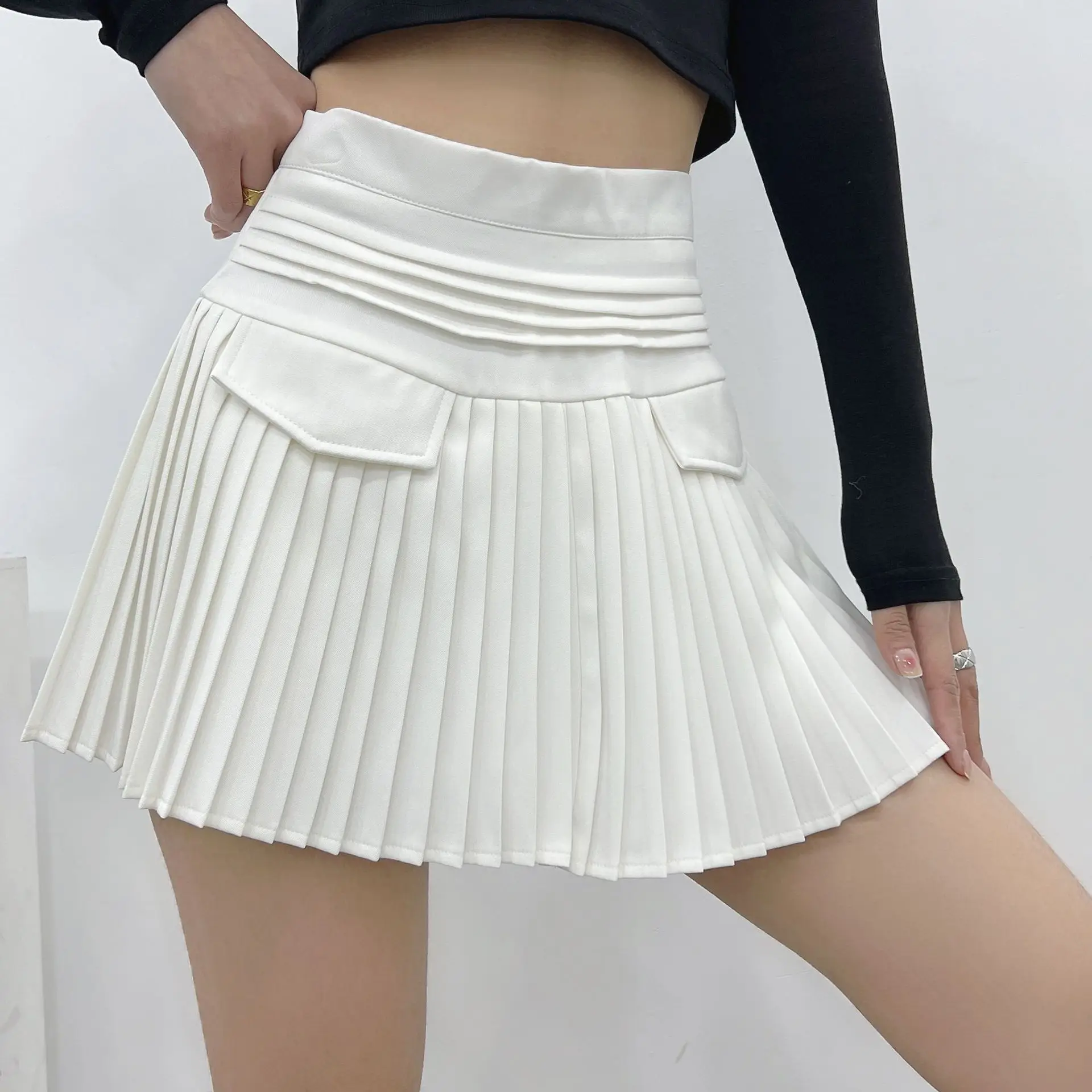 2022 New Spring Summer Fashion Korean Pleated Mini A-Line Skirt Women High Waist College Style Sweet Cute Kawaii Skirts plaid skirt