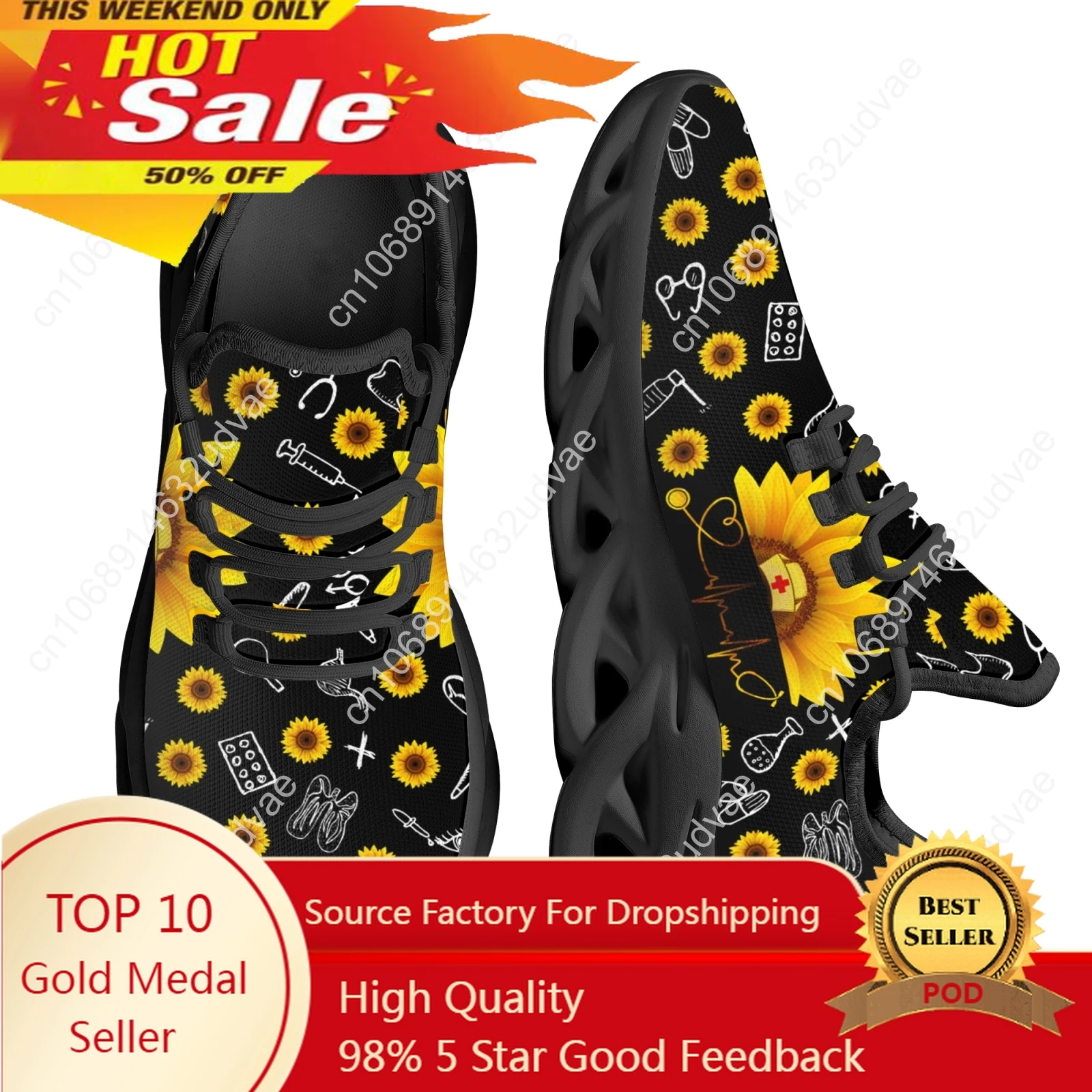 

Nurse with Sunflower Summer Sneakers Designer Shoes Breathable Flats for Teens Footwear Women босоножки женские