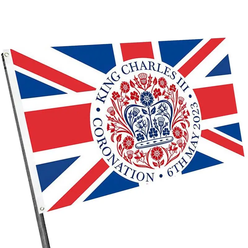King Charles III Coronation Flag Union Jack Garden Flag 5x3 Ft England