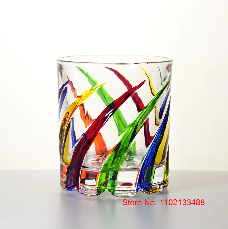 Colorful Rotating Whiskey Glass Germany Design Crystal Wine Glass Relieve Stress Ripple Brandy Tumbler Whisky Enjoy Cup Beer Mug