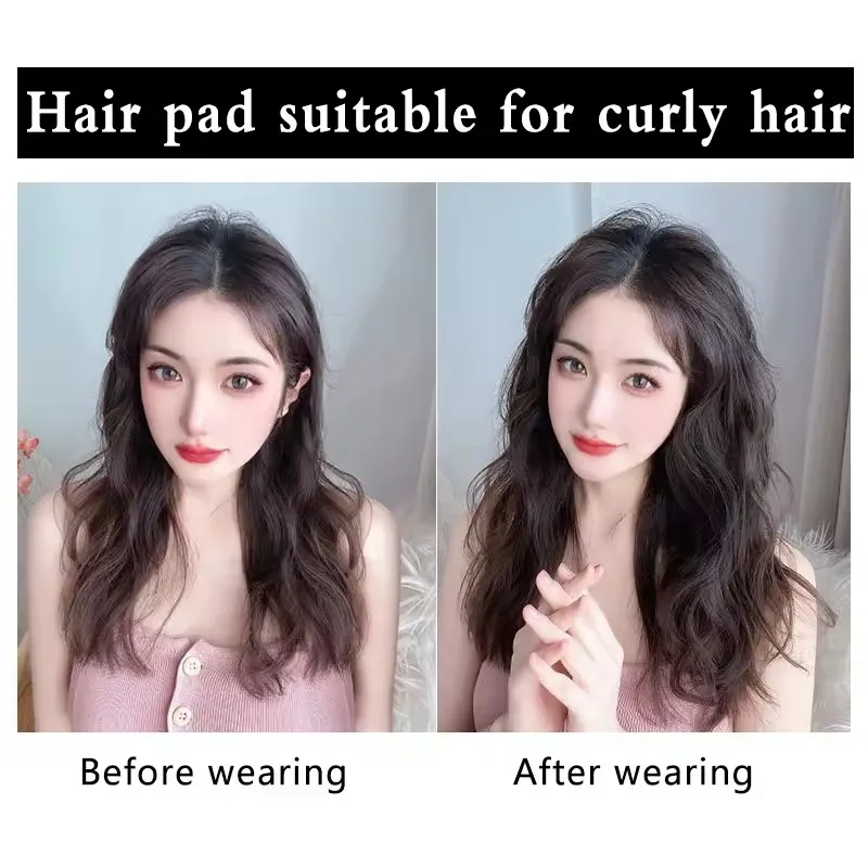 1PC Synthetic Water Wave Two-clip Hair Extension Clip On  Hair Naturally Curly Black Hair Piece  For Woman's