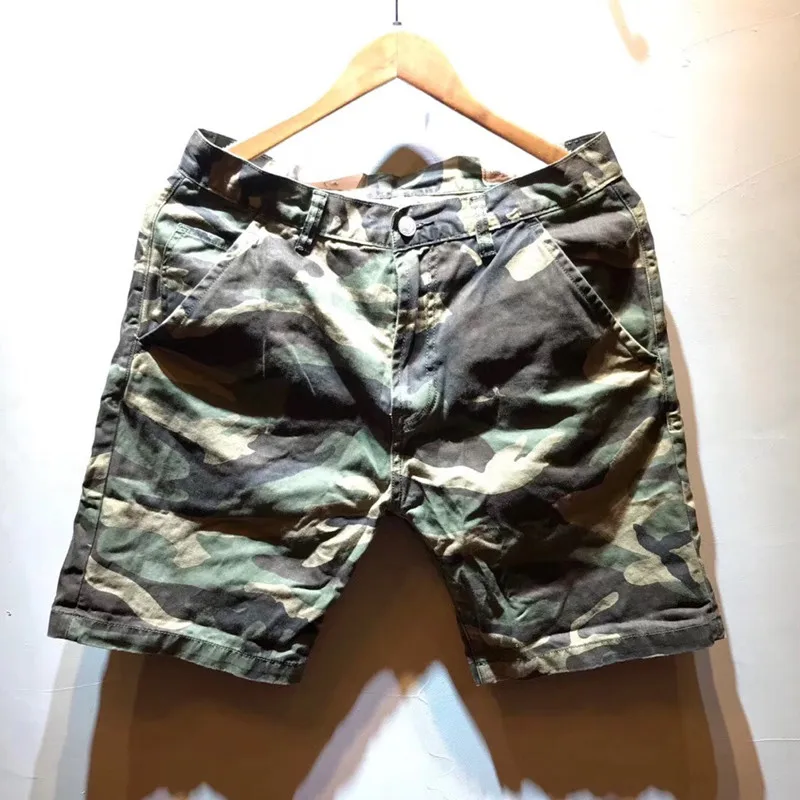 Men's Canvas Prisoner Overalls Shorts Retro Motorcycle Striped Pants AMEKAJI Outdoor Hiking Trekking Camping Clothing Riding sport shorts