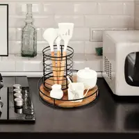 Durable Wooden Turntable Wooden Rotating Tray Rustic Wooden Turntable Tray Set for Kitchen Bathroom for Pantry for Soap 2