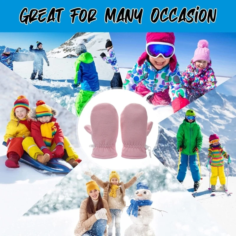 Infants Warm Gloves Breathable Fleece Mittens with Soft Lining, Kids Solid Color Mitts for Cold Weather Comfortable A2UB