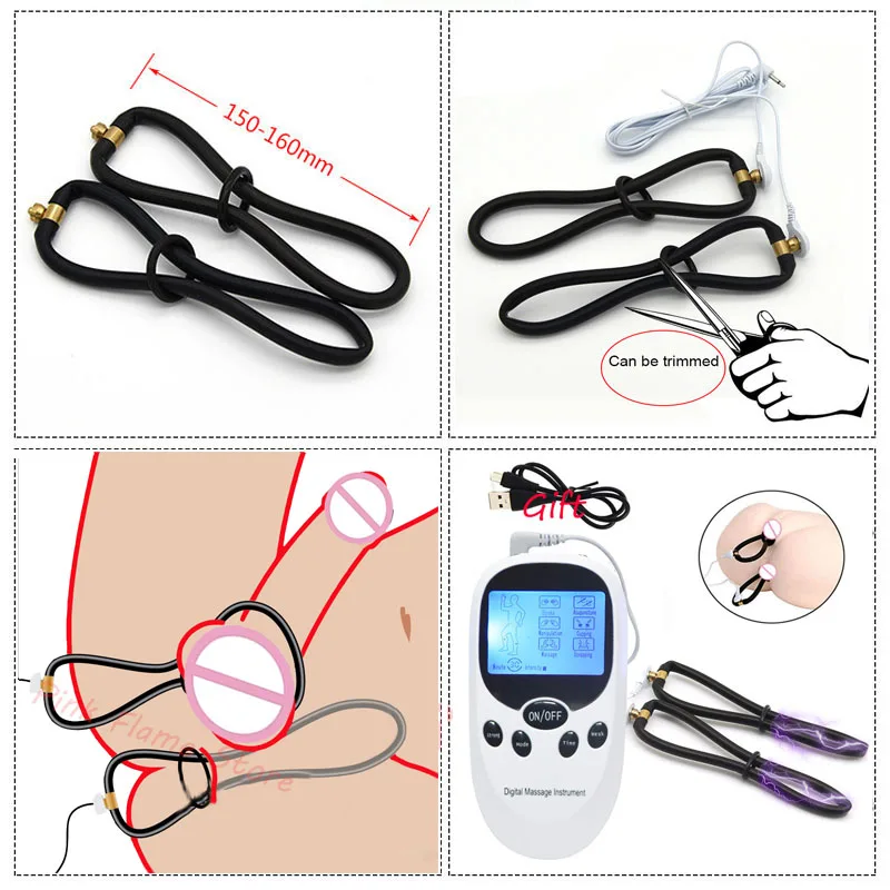 Electro Shock Conductive Band Penis Ring Insertable Vaginal Ring Anal Electrode Plug Bdsm Sex Toy For Couple Electric Stimulator