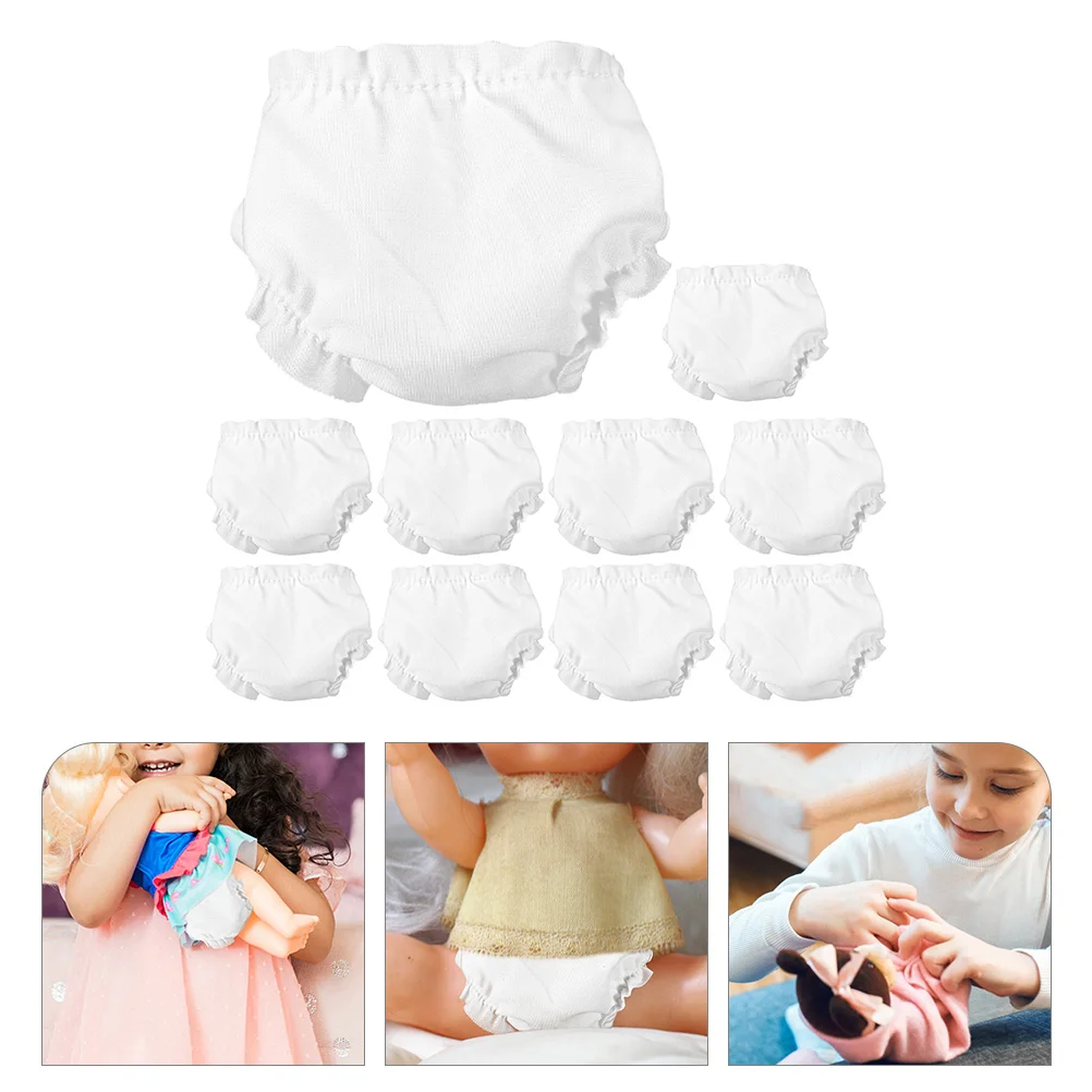 

10 Pcs Panties Small Clothes Kids Fabric Toy White Babies Diapers Little for Dolls Mini Child