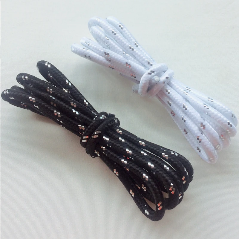 Weiou 30 Pairs/Lot  Metallic Polyester Shoelaces Black White Silver Charmed Hiking Shoestrings 60-180cm Unisex For Kids&Adults