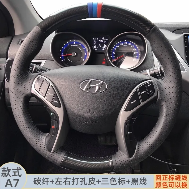 Coprivolante Per Auto In Pelle Cucito A Mano Fai-Da-Te Per Hyundai Tucson Tucson La Festa Elantra Sotana Ix35