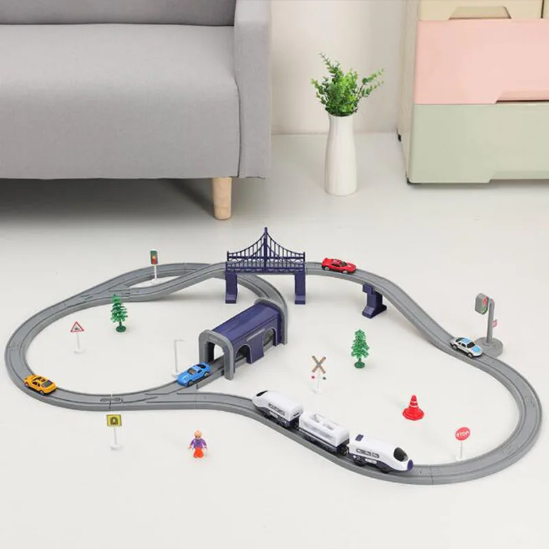 

New Plastic Track Electric Train High-speed Rail Tracks Compatible With Wooden Thomas Track Kids Toy