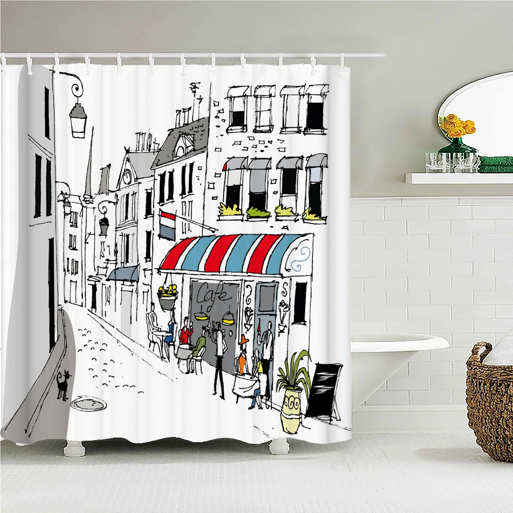 

200x18 0 см занавеска для ванной комнаты, 3D уличная фотография, водонепроницаемая домашняя декоративная занавеска С крючком, душевая занавеска