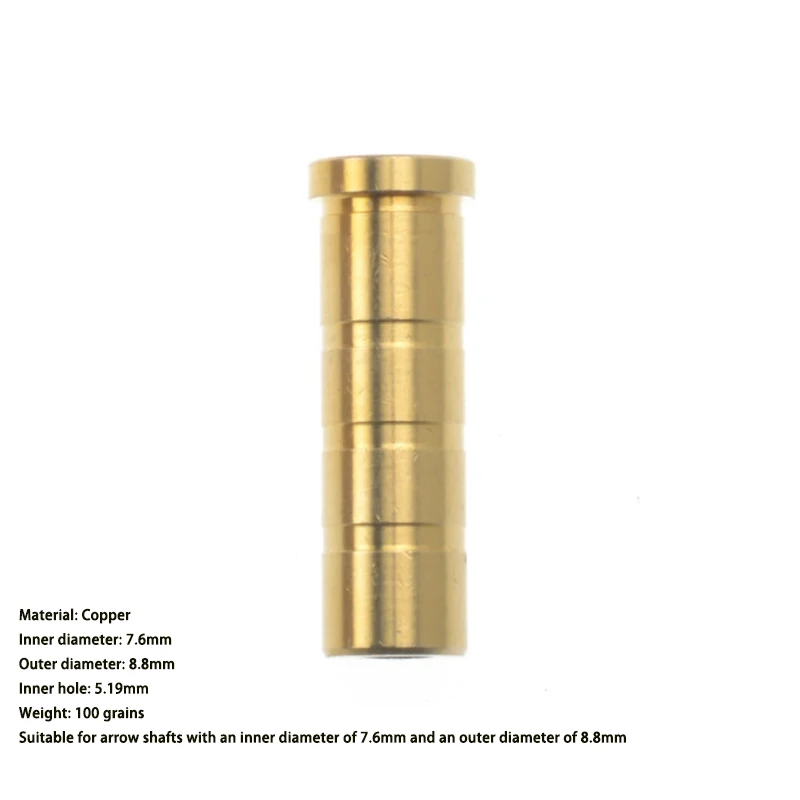 

12/24pcs Copper Arrow Insert 100grain Weighted counterweight For I.D.7.6mm Carbon Arrow Shaft Archery Shooting Accessories