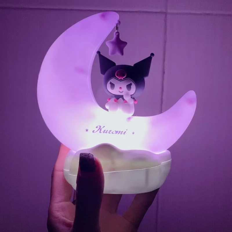 New Sanrio Kuromi Cinnamonroll Moon LED Light Kawaii 3D Cartoon