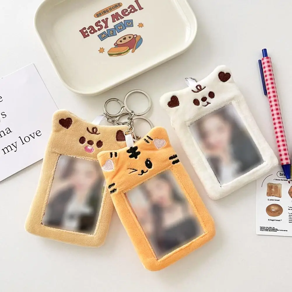 

Cute Bear Rabbit Plush Photocard Holder Korea Cute Sleeve Keychain Bag Photo Idol Case ID Pendant Cover Card With Kpop Albu V6J5