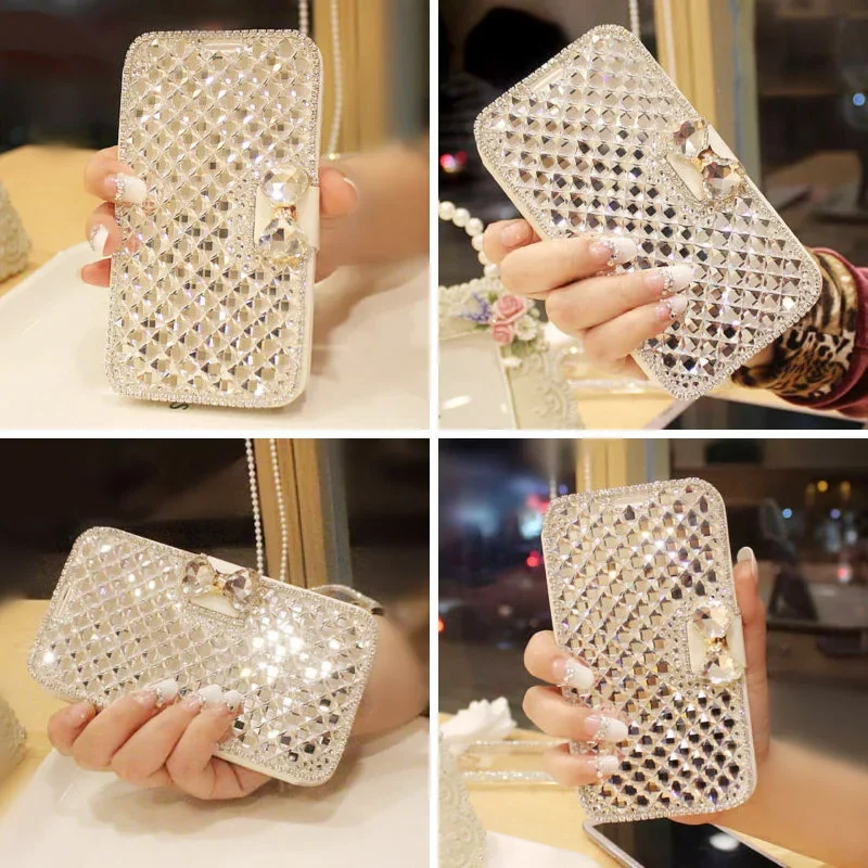 Luxury Diamonds Leather Phone Case For Samsung S25 Ultra S24 FE A05 A15 A25 A35 A55 A06 A16 A26 A36 A56 A12 A32 A52 A13 A51 Case — view 2