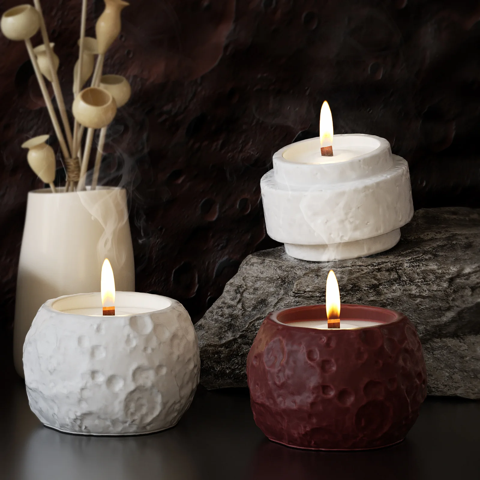 Creative Moon Concrete Flowerpot Silicone Molds Handmade Plant Pot Home Decoration DIY Storage Jar Candle Cup Mould ﻿